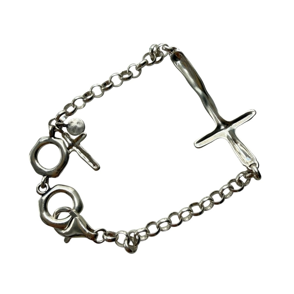 Silpada 925 Sterling Silver In Good Faith Hammered Link Cross Bracelet religious - Picture 3 of 4